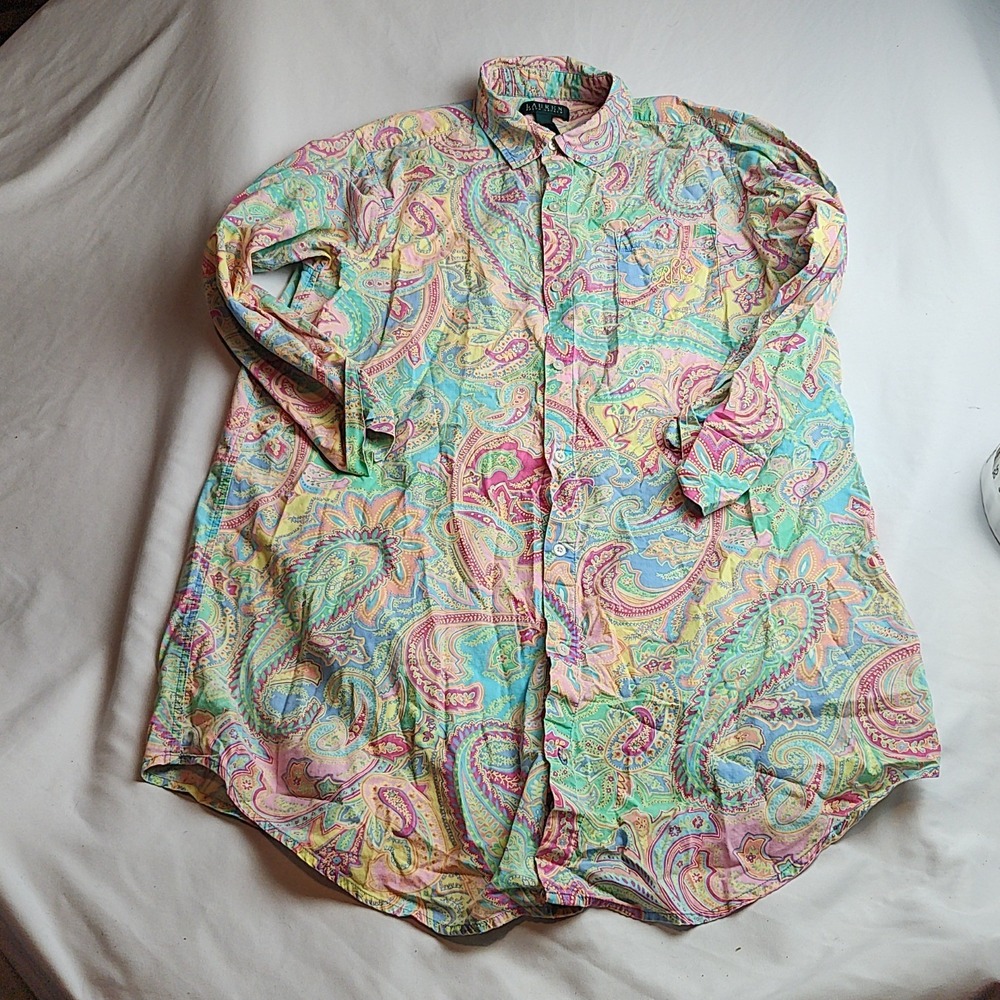 Lauren Ralph Lauren Paisley Button-Down Shirt Women's Size Small